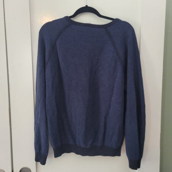 Tommy Bahama Size L Navy Blue Reversible Knit V-Neck Sweater Classic - Picture 2 of 6